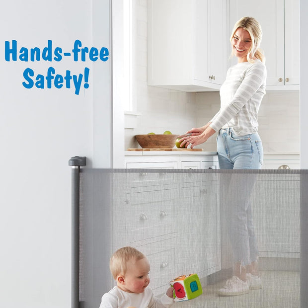 Extra-Wide Retractable Baby & Pet Gate – 55" Mesh Safety Barrier for Stairs, Doorways & More | Tall 33", Indoor/Outdoor Use (White)