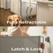 Extra-Wide Retractable Baby & Pet Gate – 55" Mesh Safety Barrier for Stairs, Doorways & More | Tall 33", Indoor/Outdoor Use (White)