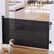 Extra-Wide Retractable Baby & Pet Gate – 55" Mesh Safety Barrier for Stairs, Doorways & More | Tall 33", Indoor/Outdoor Use (White)
