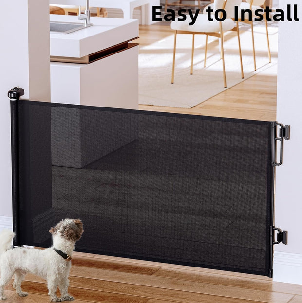 Extra-Wide Retractable Baby & Pet Gate – 55" Mesh Safety Barrier for Stairs, Doorways & More | Tall 33", Indoor/Outdoor Use (White)