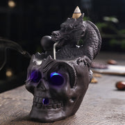 Thrilling Skull & Dragon LED Backflow Incense Burner – Mesmerizing Waterfall Effect – Perfect Halloween Decor
