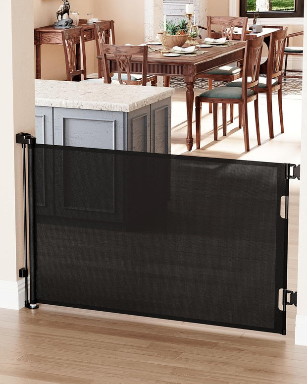 Extra-Wide Retractable Baby & Pet Gate – 55" Mesh Safety Barrier for Stairs, Doorways & More | Tall 33", Indoor/Outdoor Use (White)