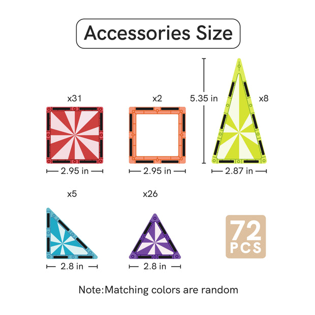 72PCS Magnetic Tiles Set