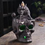 Thrilling Skull & Dragon LED Backflow Incense Burner – Mesmerizing Waterfall Effect – Perfect Halloween Decor