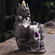 Thrilling Skull & Dragon LED Backflow Incense Burner – Mesmerizing Waterfall Effect – Perfect Halloween Decor